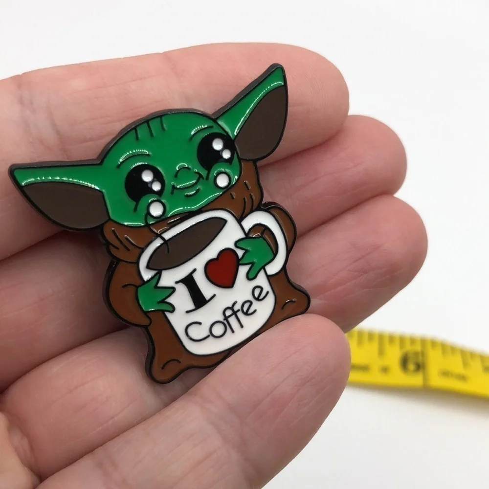3/$25 Star Wars “The Mandalorian” Grogo Holding a Coffee Mug “I ❤️ Coffee” Pin